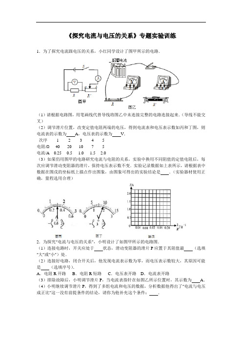 第十三章《探究电流与电压的关系》专题实验训练