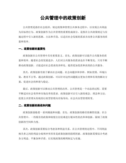 公共管理中的政策创新