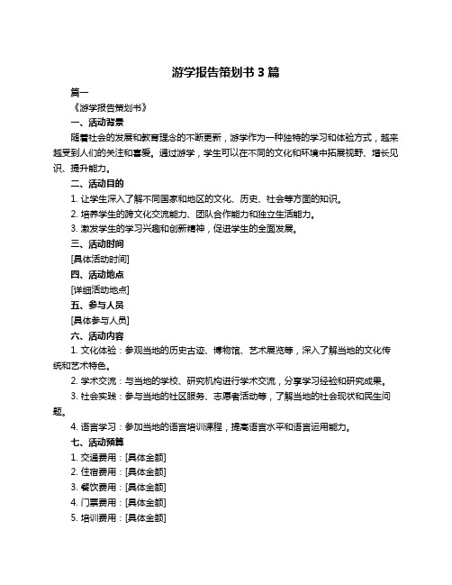 游学报告策划书3篇