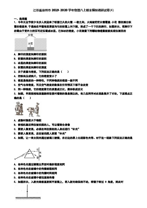 江苏省徐州市2019-2020学年物理八上期末模拟调研试卷(4)