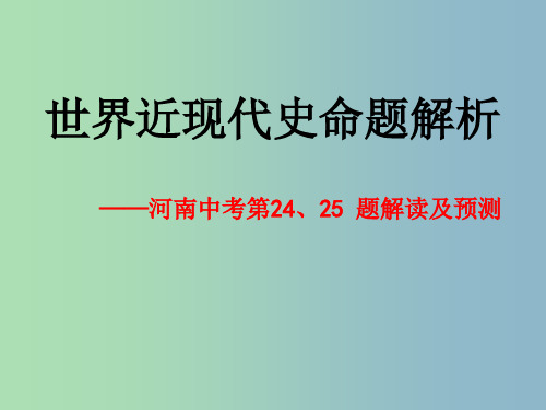 中考历史 世界近现代史命题解析(第24-25题)复习 新人教版