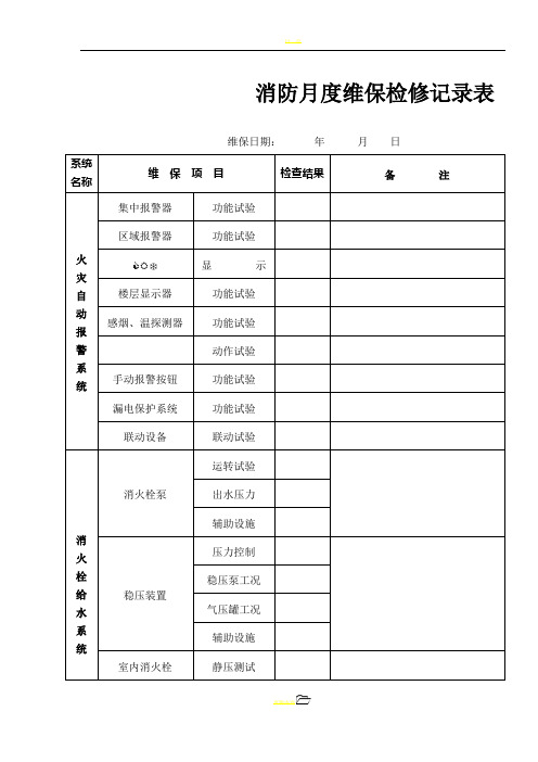 消防维保月度检查表