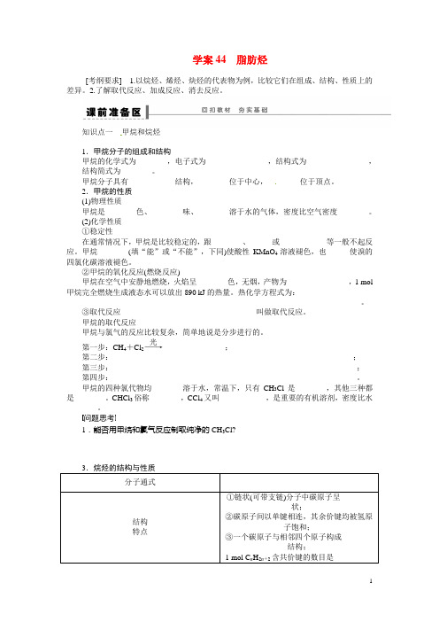 高考化学大一轮复习 脂肪烃配套导学案(含解析)苏教版(