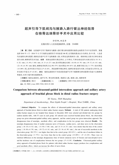 超声引导下肌间沟与腋路入路行臂丛神经阻滞在桡骨远端骨折手术中