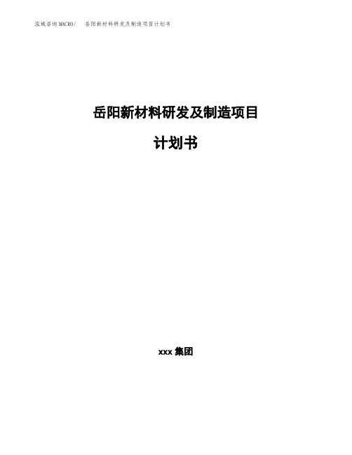 岳阳新材料研发及制造项目计划书