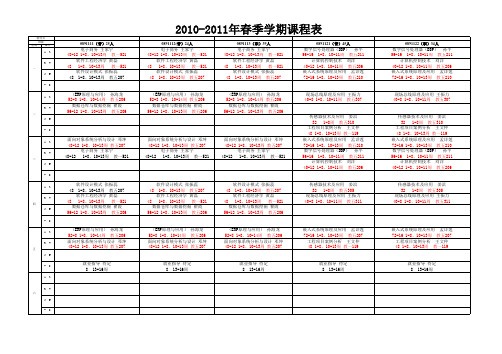 2010年春季学期课程表(08本)