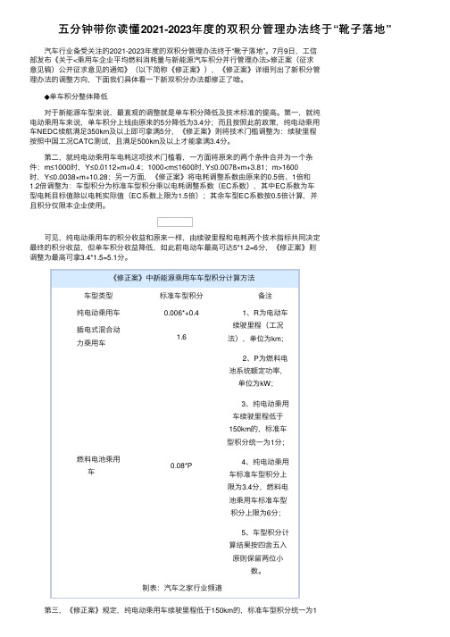 五分钟带你读懂2021-2023年度的双积分管理办法终于“靴子落地”