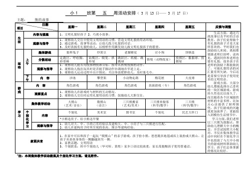 幼儿园小班周计划1：熊的故事1 