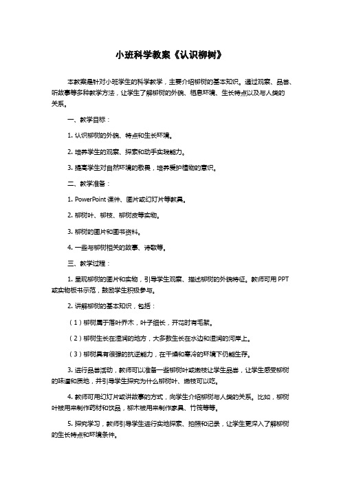 小班科学教案《认识柳树》