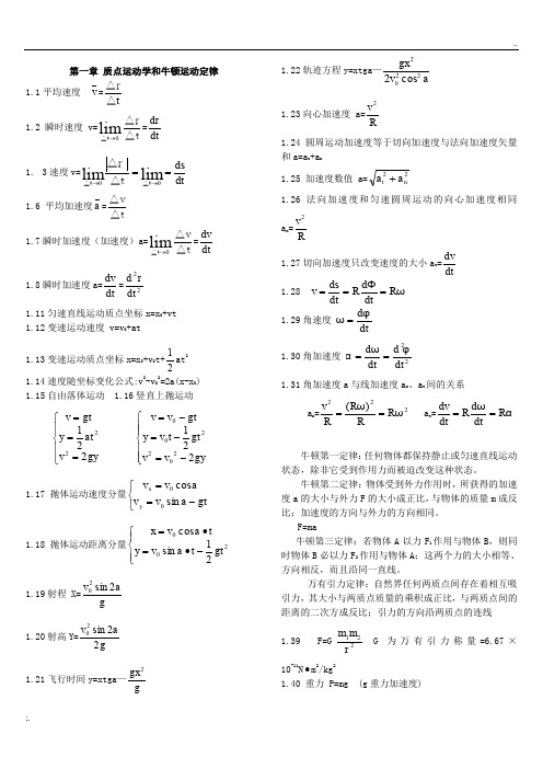 大学物理公式大全(大学物理所有的公式应有尽有)