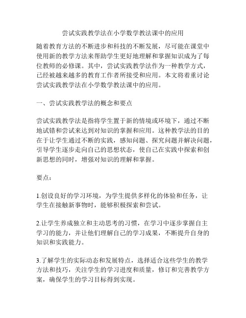 尝试实践教学法在小学数学教法课中的应用