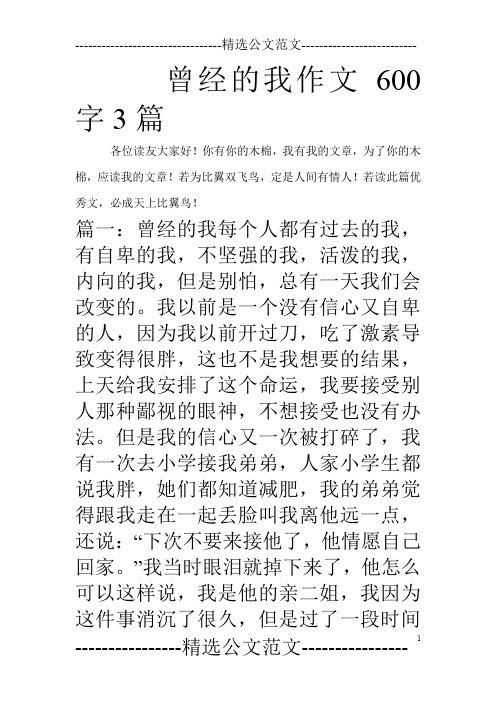 曾经的我作文600字3篇