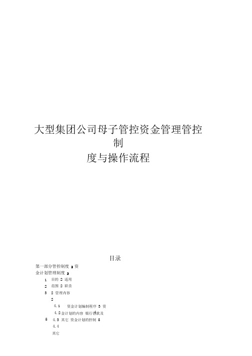 大型集团公司母子管控资金管理管控制度与操作流程