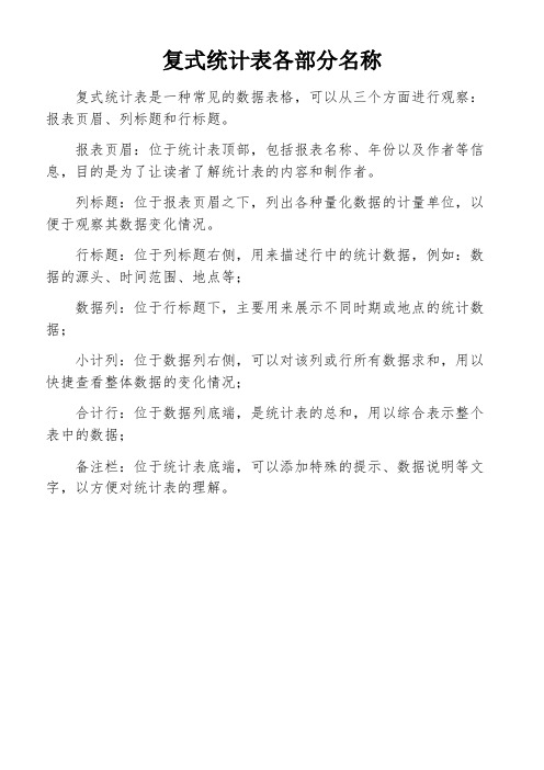 复式统计表各部分名称