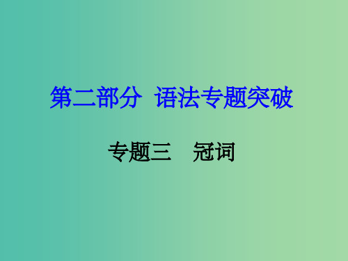 中考英语 第二部分 语法专题突破 专题三 冠词