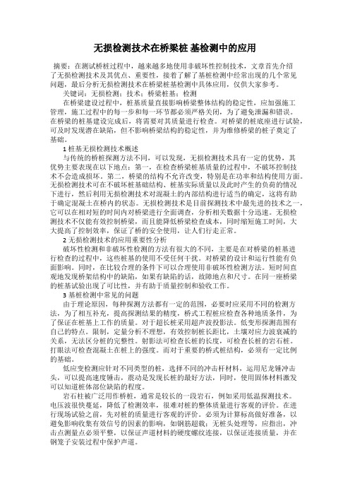 无损检测技术在桥梁桩 基检测中的应用