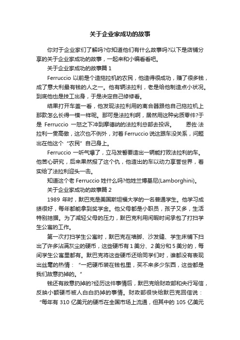 关于企业家成功的故事