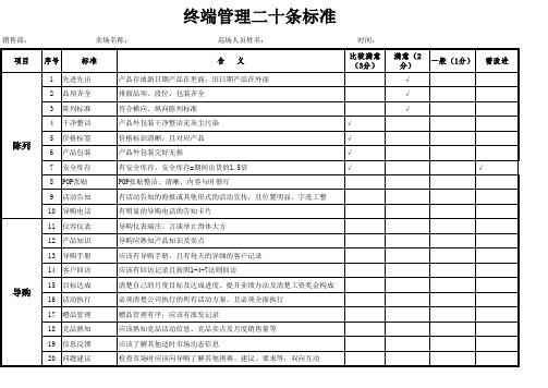 终端门店评分表(终端管理20条标准)