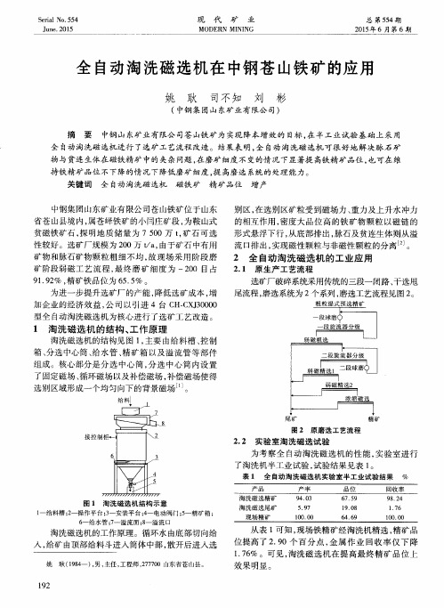 全自动淘洗磁选机在中钢苍山铁矿的应用