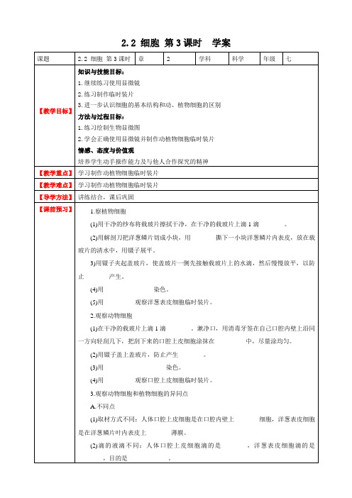 细胞 第3课时(20页教案学案)