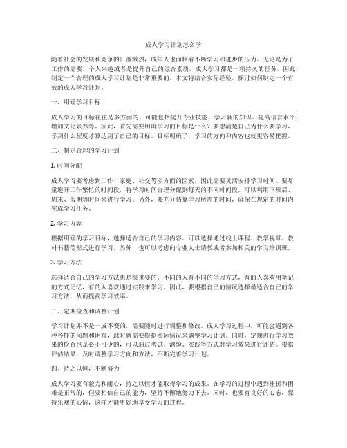 成人学习计划怎么学