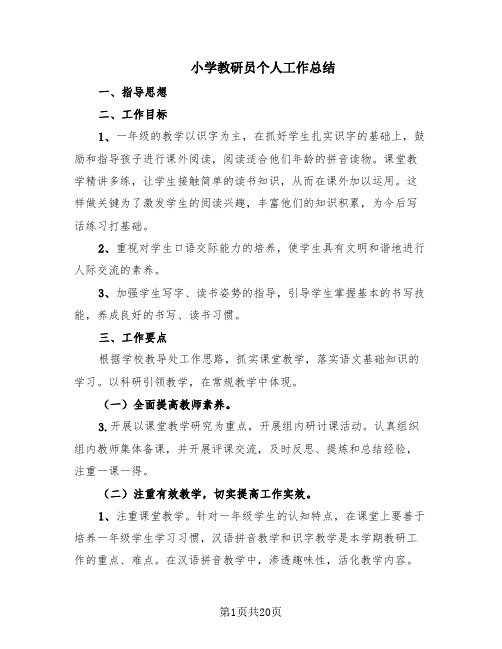 小学教研员个人工作总结(10篇)