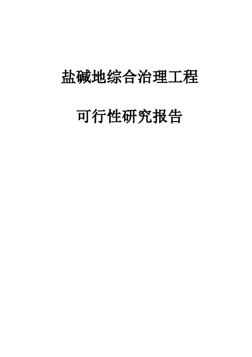 最新版盐碱地综合治理工程可行性研究报告