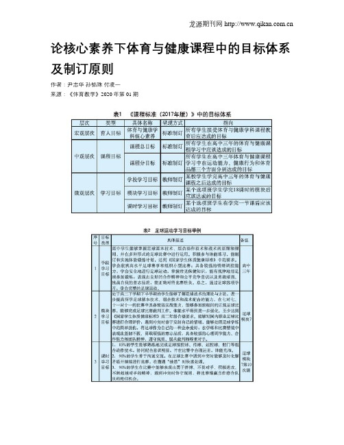 论核心素养下体育与健康课程中的目标体系及制订原则