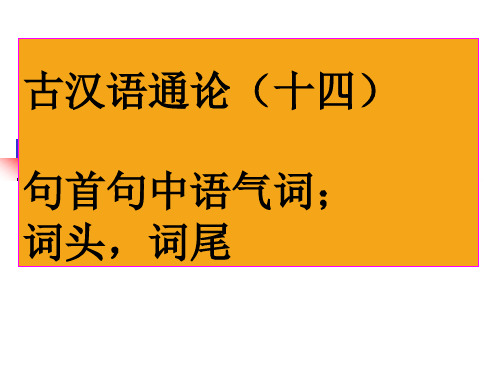 古汉语通论(十四