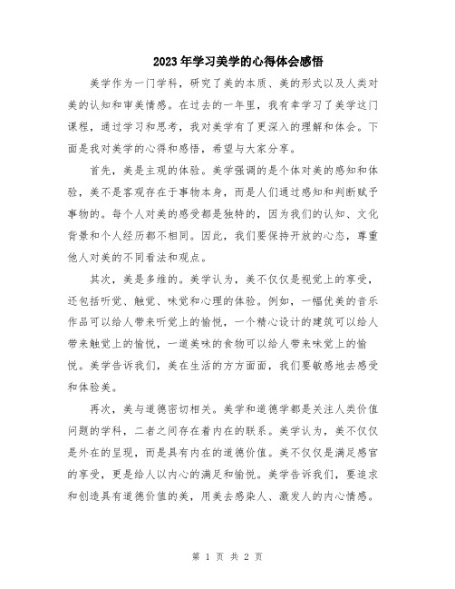 2023年学习美学的心得体会感悟