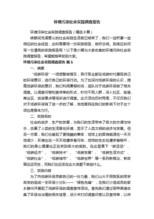 环境污染社会实践调查报告（精选8篇）