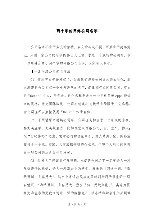 两个字的网络公司名字