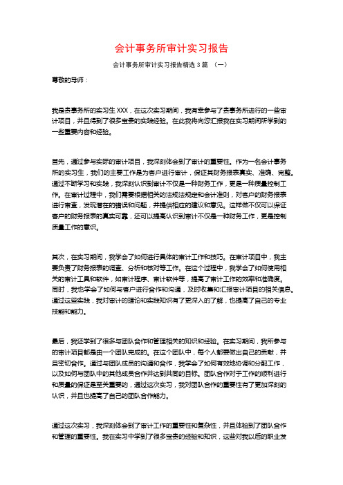 会计事务所审计实习报告3篇