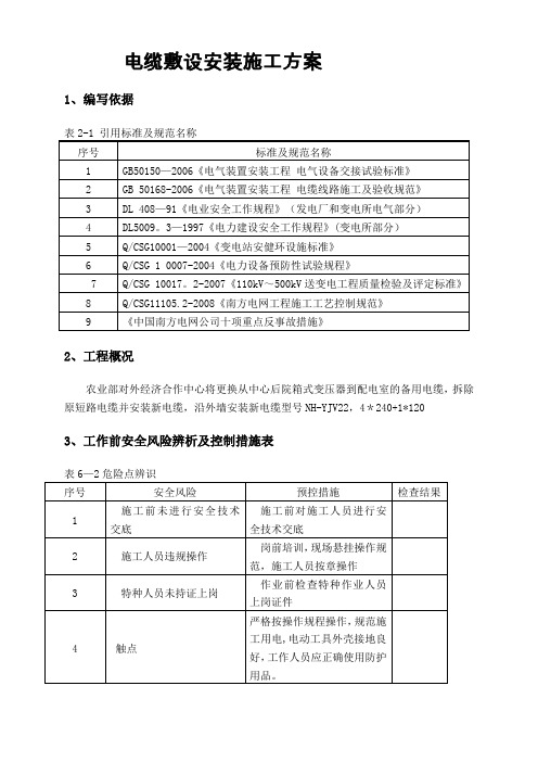 电缆敷设安装施工方案51510