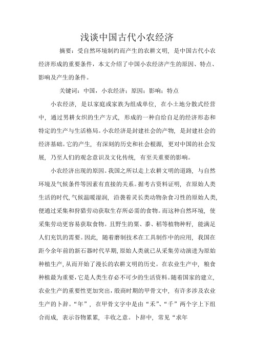 浅谈中国古代小农经济