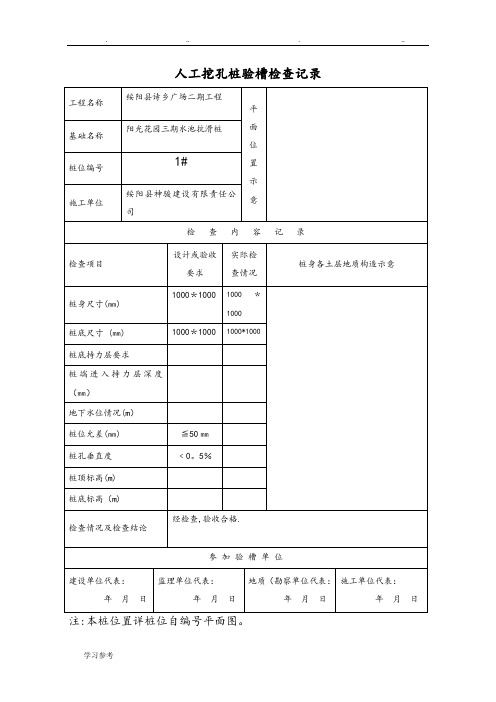 人工挖孔桩记录表格[全套]