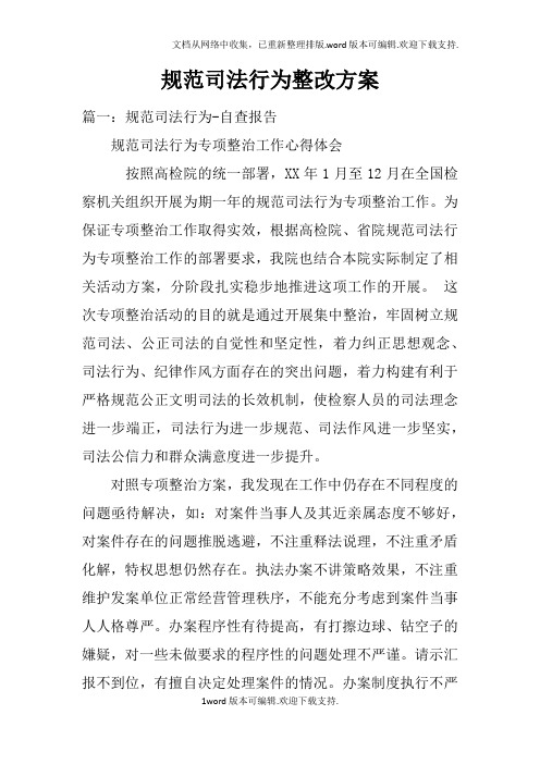 规范司法行为整改方案