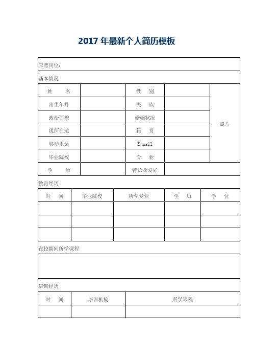 2017年最新个人简历模板