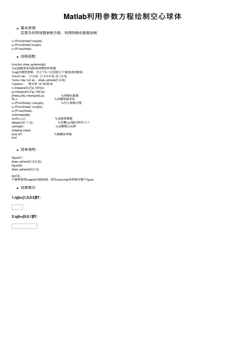 Matlab利用参数方程绘制空心球体