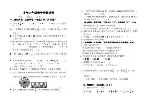 小学六年级数学升级试卷