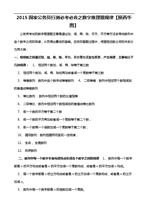 2019国家公务员行测必考必会之数字推理题规律【陕西华图】