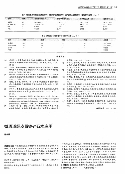 微通道经皮肾镜碎石术应用