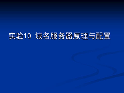 计算机网络 实验10：域名服务器的配置