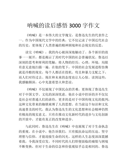 呐喊的读后感悟3000字作文