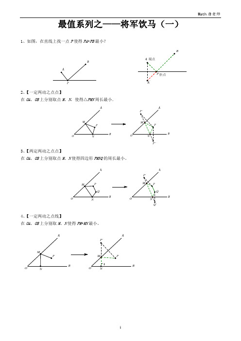 初中数学几何最值问题(将军饮马、将军过河、费马点、隐圆、瓜豆、胡不归、阿氏圆)