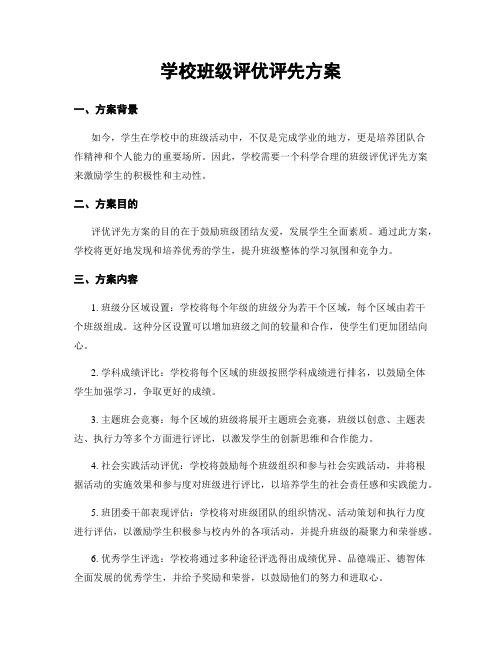 学校班级评优评先方案