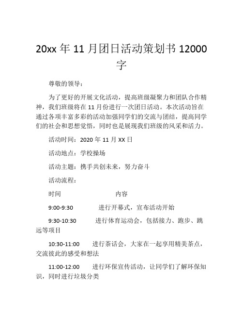 20xx年11月团日活动策划书12000字