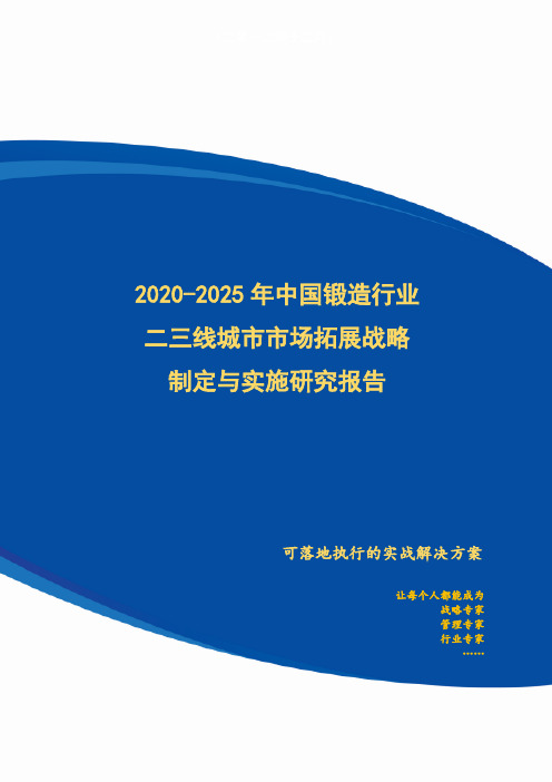 2020-2025年中国锻造行业二三线城市市场拓展策略制定与实施研究报告