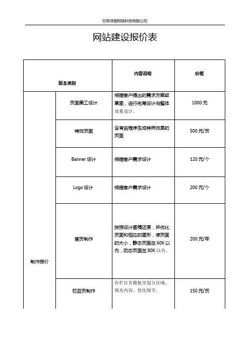 APP报价单