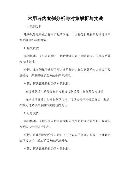 常用违约案例分析与对策解析与实践